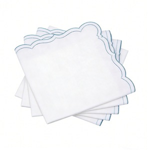 Serviettes de table en tissu blanc de haute qualité personnalisées Ychon, bordure personnalisée, broderie bleue, pour hôtel et usage quotidien - Product Image 6
