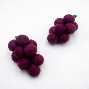 Stitched <b>Wool</b> Felt & Yarn Purple and Green Grapes Interactive Educational Play Toys for Kids - Product Image 4