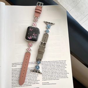 Bracelet en cuir de luxe avec connecteur métallique à quatre feuilles 38/42/46/49 mm pour Apple Watch Band Luxury Ultra 3 2 Series 11 Bracelet de montre en cuir - Product Image 4