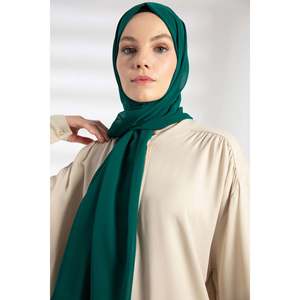 Emerald Green Chiffon <b>Shawl</b> For <b>Women</b> Breathable Lightweight Middle East Style Scarf - Product Image 2