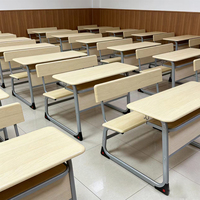 Meubles de classe scolaire hautement stables, pupitre et chaise étudiants fixés ensemble, banc scolaire, table et chaises doubles en Werzalit.