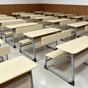 Meubles <span class=keywords><strong>de</strong></span> classe scolaire hautement stables, pupitre et chaise étudiants fixés ensemble, banc scolaire, <span class=keywords><strong>table</strong></span> et chaises doubles en Werzalit. - Product Image 6