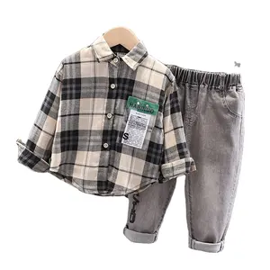 Bulk Wholesale Children Clothes Baba Kids Handsome Plaid Shirt Fall Suit China Supplier