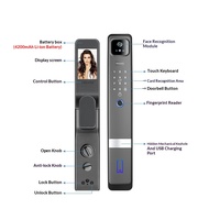 Serrure de porte de sécurité antivol entièrement automatique en alliage d'aluminium H20 avec reconnaissance faciale intelligente Tuya et œil-magique - Version internationale