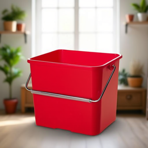 Cubo in Plastica Rossa da 6 L con Manico in Metallo per Pulizia e Conservazione - Product Image 3