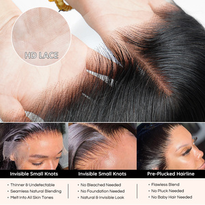 Parrucca Ombre da Castano <span class=keywords><strong>Cenere</strong></span> a <span class=keywords><strong>Biondo</strong></span> con Onde Naturali, Capelli Umani Brasiliani, Lace Front HD 13x6 Trasparente, Pronta all'Uso, Fornitore Top - Product Image 4