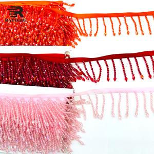 Handmade sang trọng pha lê Thủy Tinh Đính Cườm dance váy với 3D rìa tua trang trí SEW-on thạch và ren TRIM cho hàng may mặc - Product Image 2