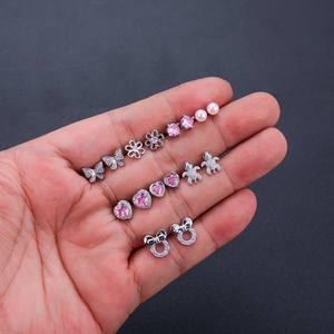 8 Paar Hypoallergene Roestvrijstalen Oorknopjes Hart Cz Kleine Vlinder Kinderen Zomer Feest Lichaam Zirkoon Perfect Cadeau Voor - Product Image 5