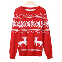 OEM ODM Winter Damen Muster-Pullover Unisex Familien-Pullover Strickware Feiertags-Rundhalspullover Baumwolle Hässlicher Weihnachtspullover Herren