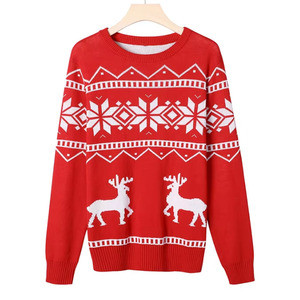 Suéter navideño feo de algodón con cuello redondo para hombre y mujer, diseño unisex familiar, tejido de punto, OEM ODM, para invierno - Product Image 1