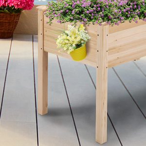 Maceta <span class=keywords><strong>de</strong></span> <span class=keywords><strong>madera</strong></span> con patas <span class=keywords><strong>largas</strong></span>-Soporte para plantas elevado <span class=keywords><strong>de</strong></span> jardín versátil Estante para exteriores-Solución ideal para decoración al aire libre Pino - Product Image 6