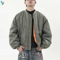 Personnalisé Vintage Cropped Bomber Hommes Vol Nylon Tissu Extérieur Zip Up Rembourré Broderie Homme Veste