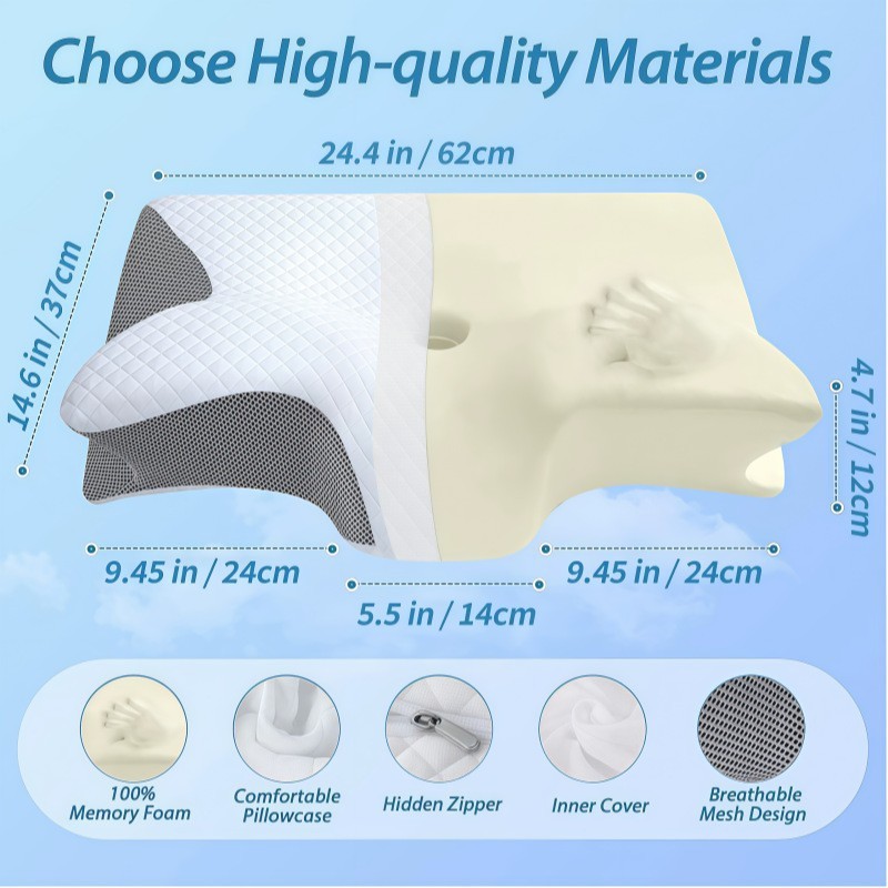 Butterfly Memory Foam Neck Pillow – Slow-Rebound Cervical Support Cushion for Home & Hotel - View 3