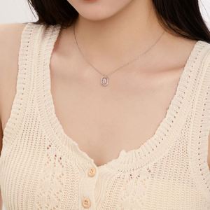 Dylam <b>Initial</b> <b>Necklace</b> Rhodium 14K Gold Plated 925 <b>Silver</b> 5A Zirconia Tiny -B- Letters Monogram Pendant <b>Necklaces</b> for Women - Product Image 3