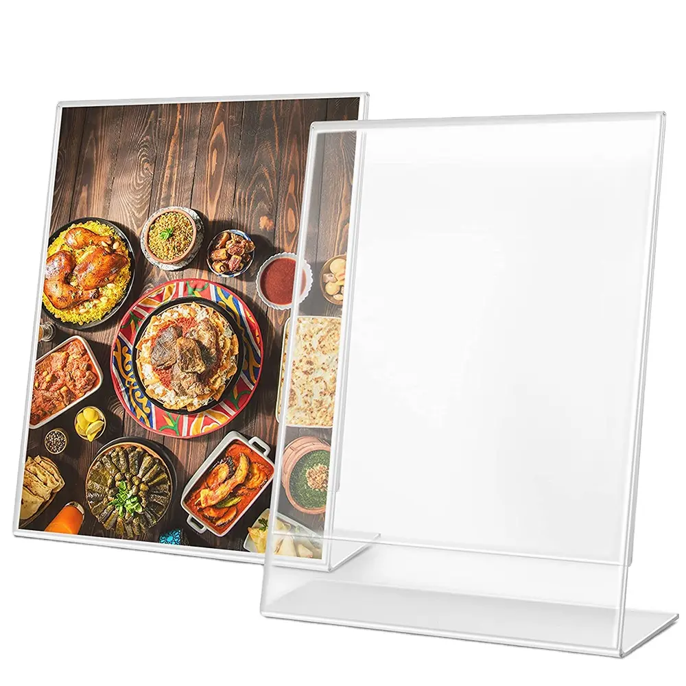 Customizable Size Clear Acrylic Sign Holder Display Stand for Picture Photo Frames Promotions Restaurants Offices