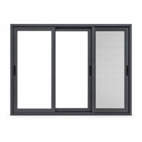 Fenêtre coulissante en aluminium à rupture de pont thermique CTC123A, triple rail, profilé 1,4 mm, mur 26 mm, rainure pour verre, pour projets résidentiels
