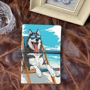 A6 Notebook fatto a mano bellissimo regalo di copertina per i team finanziari ottimo per le note di bilancio e il monitoraggio delle spese <span class=keywords><strong>con</strong></span> il cane Husky su essere - Product Image 1