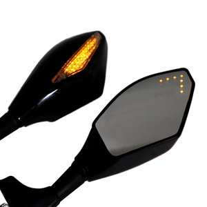 Nouveau 1 paire de rétroviseurs LED pour motos YAMAHA pour YZF R6 R6S FZ1 <span class=keywords><strong>FZ6</strong></span> FAZER FZ8S FJR1300 <span class=keywords><strong>XJ6</strong></span> FZR600 alliage de carbone gauche - Product Image 1
