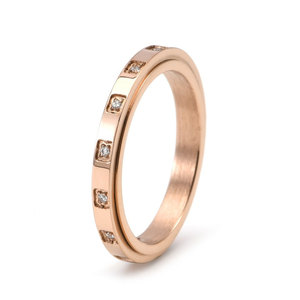 Non Tarnish Fine 14k 18k Gold Plated 316L Stainless Steel Fashion Zircon Wedding Fidget <b>Ring</b> Band for Women <b>Men</b> - Product Image 5