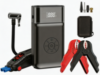 Démarreur de voiture 12V 11200mAh avec écran numérique, compresseur d'air, batterie externe portable, booster de batterie d'urgence, gonfleur de pneus (1200A)