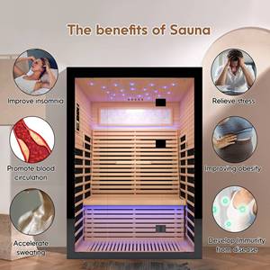 Sauna Tradicional de Madera de Hemlock para 1-2 Personas, Sauna de Vapor Seco con Infrarrojos Lejanos para el Hogar, Venta Directa de Fábrica - Product Image 4