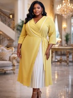 Robe élégante moulante pour le quotidien, grande taille, avec un design à double rangée de boutons, robe de bureau professionnelle