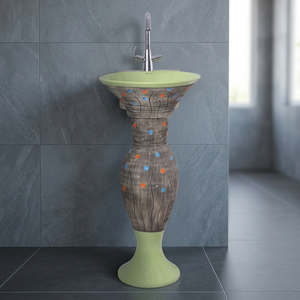 Lavabo de Pedestal Rojo de Diseño Moderno, Ecológico, Resistente al Agua, con Forma de Delfín, para Uso en Hospitales y Dormitorios - Product Image 2