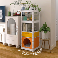 Rak Penyimpanan Baja Modular 2-in-1 & Furnitur Bersama Manusia-Hewan Peliharaan |   Rak Tempat Tidur Hewan Peliharaan DIY untuk Penggunaan Rumah & Komersial