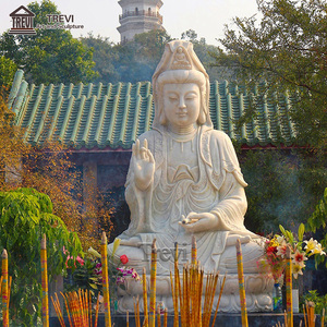 Sculpture de <span class=keywords><strong>Bouddha</strong></span> en marbre sculpté à la main TREVI, statue de Kwan Yin en pierre blanche <span class=keywords><strong>pour</strong></span> la décoration extérieure/de temple - Product Image 4
