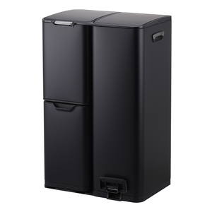 3 ngăn hình chữ nhật 60L thép không gỉ sơn tĩnh điện màu đen New item tái chế <span class=keywords><strong>bin</strong></span> cho nhà bếp wbs120l60 - Product Image 1