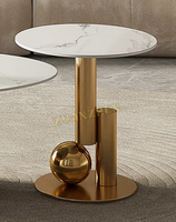 Table basse moderne en acier inoxydable doré avec plateau en marbre, ensemble de tables basses pour salons