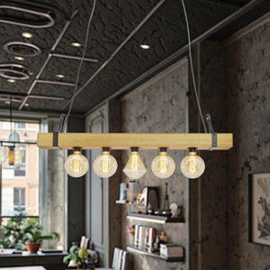 מודרני הוביל נברשת זכוכית מתכווננת גובה עץ תליון אור למסעדה, חדר תקרה - Product Image 1