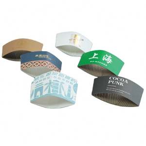 Manchons personnalisés jetables biodégradables imprimés en papier kraft brun pour gobelets à café chauds - Product Image 2