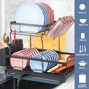 Égouttoir à vaisselle à 2 niveaux pour cuisine, support de séchage au-dessus de l'évier, organisateur de vaisselle, égouttoir de rangement - Product Image 3
