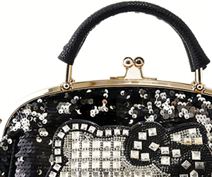 Black Sequin <strong>Hello</strong> <strong>Kitty</strong> <strong>Purse</strong> Crystal Decorated Handbag Fashion Women's Shoulder Bag for Party - Product Image 4