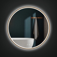 Cadre moderne Miroir de salle de bain rond Décor suspendu Miroir de bain intelligent Miroir mural tactile avec lumière LED