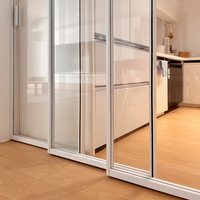 Porte coulissante triple sur mesure en alliage d'aluminium à profil mince avec moustiquaire pour immeuble d'appartements, porte de cuisine en verre