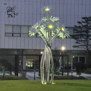 BLVE Grande Sculpture d'Arbre Abstraite en Acier Inoxydable pour Projet Urbain, Décoration Métallique de Rue Centrale - Product Image 2