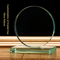 Venta al por mayor de la forma redonda en blanco personalizado logotipo Personal de cristal de Jade cristal Premio trofeo