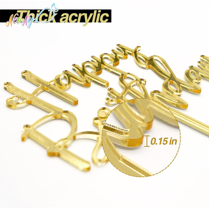 Disponibile all'Ingrosso, Confezione da 10 Pezzi, Decorazione per Torta di <span class=keywords><strong>Compleanno</strong></span> in Acrilico Specchiato Nero, Argento e Oro - Product Image 3