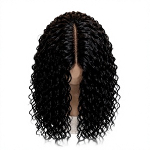 Peluca de cabello humano sin pegamento, rizado profundo, negro natural, con encaje frontal para mujeres, línea de cabello pre-arrancada, con baby hair. - Product Image 1