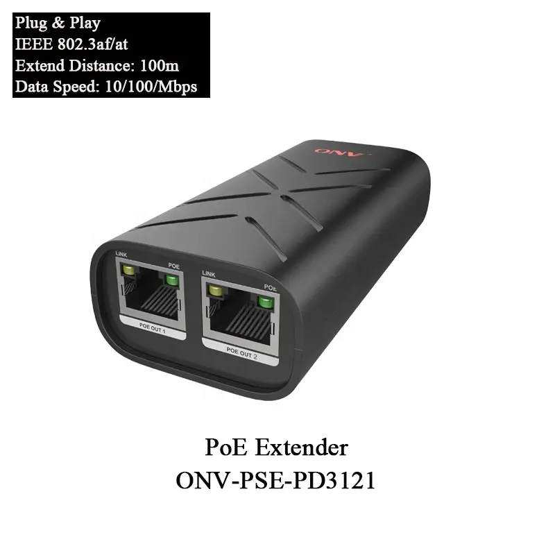 Repetidor extensor PoE ONV de 2/4 puertos, 10/100M y Gigabit, para exteriores, 25W, 60W, para cámara IP, extensor de 100 metros, dispositivos de interruptor de red PoE