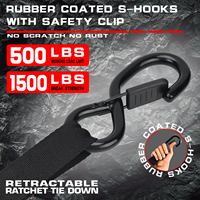 Sangles d'arrimage à cliquet rétractables en polyester de 1 pouce avec crochets de sécurité en S et boucles souples, résistance à la rupture de 1500 lb, lot de 8