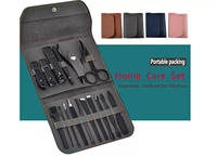 Kit de soins des ongles portable 16 pièces, manucure, pédicure, kit de toilettage avec coupe-ongles en PU