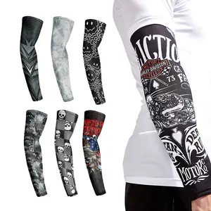 Summer UV Sun Protection Cycling Cooling Men Tattoo Ice Silk Arm Cover Sports Custom Print Arm Sleeve