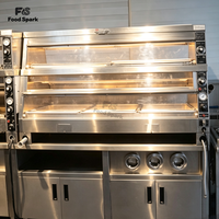 Armoire chauffante électrique double couche pour aliments, avec alimentation automatique en eau et contrôle de l'humidité, pour restaurants de snacks