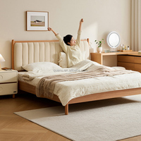 Cadre de lit en bois naturel 601053, style moderne avec tête de lit rembourrée, fabricant de meubles de chambre à coucher en gros
