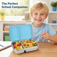 Kotak Makan Siang Risheng Stainless Steel Lucu, Aman untuk Microwave, Anti Bocor, Bebas BPA, 304, 2 Kompartemen, Food Grade, untuk Bayi, Anak, Sekolah, dan Kantor