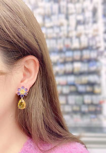 أقراط متدلية من الزركونيا المكعبة على الموضة ، أقراط متدلية بحجر الزركونيا المكعب الكبير الملون والزهور الجميلة ، مجوهرات حفلات للنساء ، أقراط الزفاف - Product Image 6