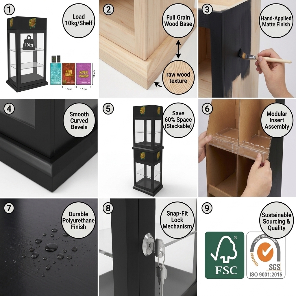 Premium Wooden Countertop Cigarette Display Rack Stand Tobacco Retail Shelf Organizer for Smoke Shop Store Counter — view 5